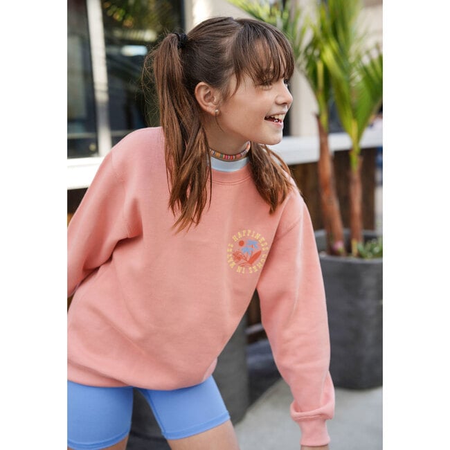 Kids Sun & Waves Crew Neck Sweatshirt, Rose - Sweatshirts - 5