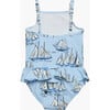 Little Sailboat Peplum Swimsuit, Blue - One Pieces - 2