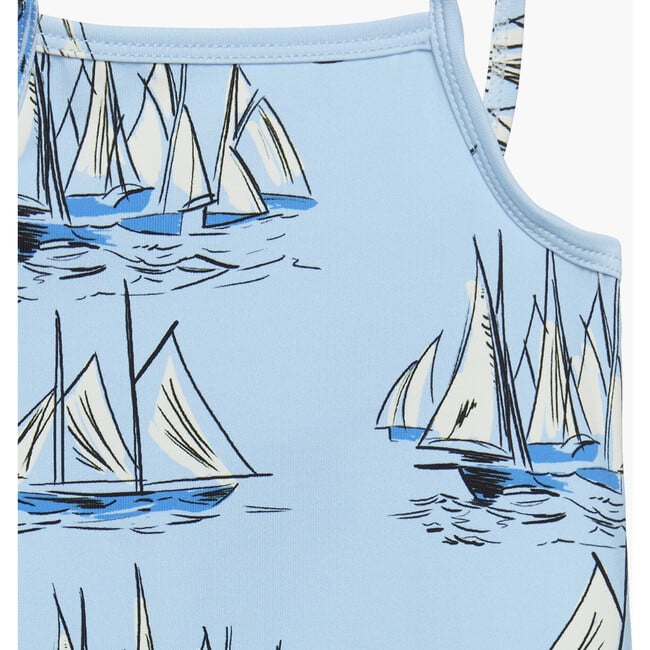 Little Sailboat Peplum Swimsuit, Blue - One Pieces - 3