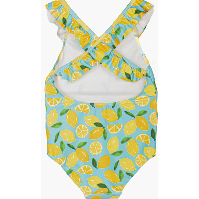 Lemon Frill Swimsuit, Aqua - One Pieces - 2