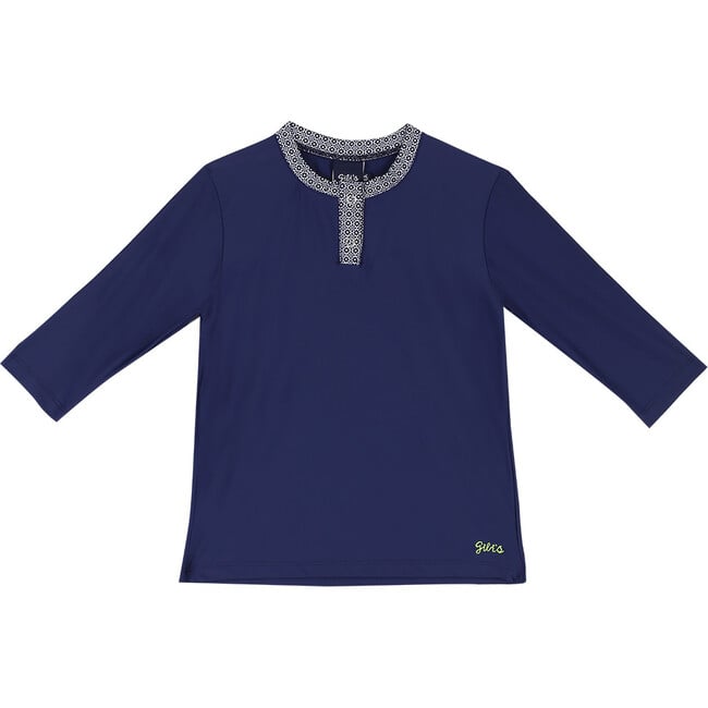 Kids Long Sleeves Rash Guard, Navy Azulejos