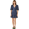 Women's Mariana Deep V-Neck Ruffle Hem Mini Dess, Navy - Dresses - 1 - thumbnail