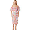 Women's Karima Print Off-Shoulder Puff Sleeve Midi Dress, Lago Vine - Dresses - 1 - thumbnail