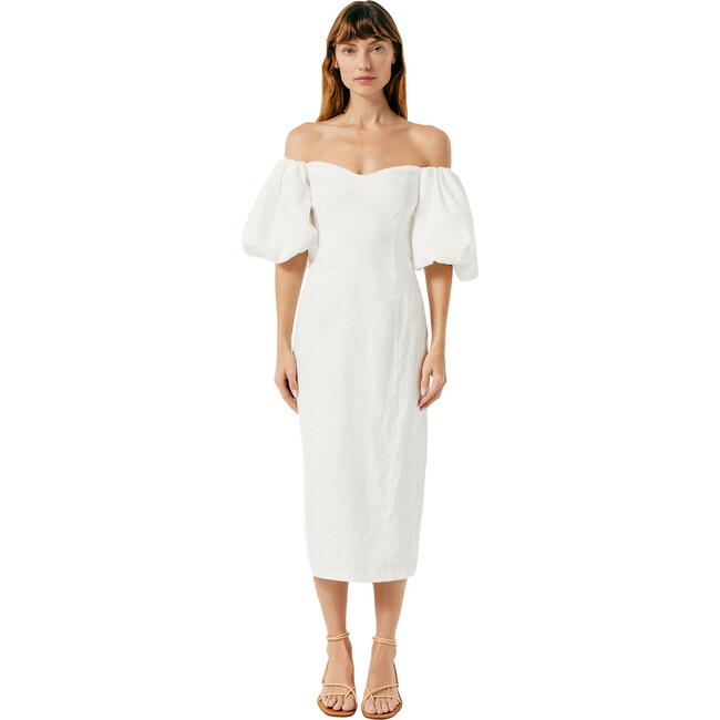 Women's Karima Off-Shoulder Puff Sleeve Midi Dress, White