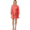 Women's Ella Print Long Sleeve Braided Belt Short Dress, Optical Floral - Dresses - 1 - thumbnail