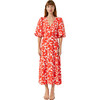Women's Ina Cross-Over V-Neck Dress, Red Caspian Lagoon Grande - Dresses - 1 - thumbnail