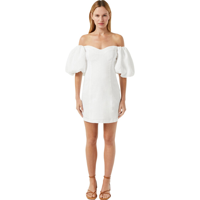 Women's Dali Sweetheart Neck Puff Sleeve Mini Dress, White