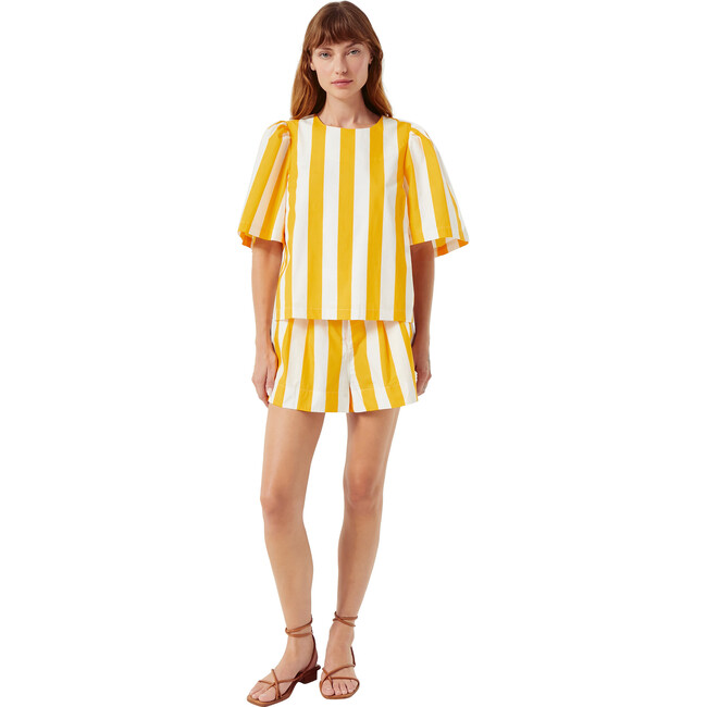 Women's Westin Cotton Poplin Cabana Stripe Short Sleeve Top, Tangerine