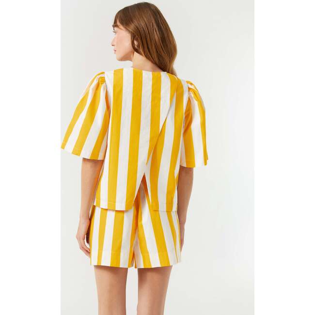 Women's Westin Cotton Poplin Cabana Stripe Short Sleeve Top, Tangerine - Blouses - 3