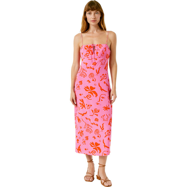 Women's Milo Botanical Abstract Print Midi Slip Dress, Pink