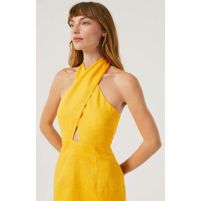Women's Tali Halter Neck Cut-Out Bodice Mini Dress, Tangerine - Dresses - 2