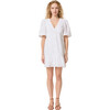 Women's Mariana Eyelet Deep V-Neck Ruffle Hem Mini Dress, White Chelsea - Dresses - 1 - thumbnail