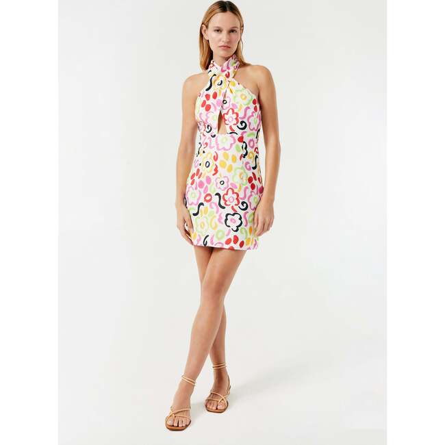 Women's Tali Halter Mini Dress, Painted Bloom - Dresses - 2