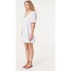 Women's Mariana Eyelet Deep V-Neck Ruffle Hem Mini Dress, White Chelsea - Dresses - 2