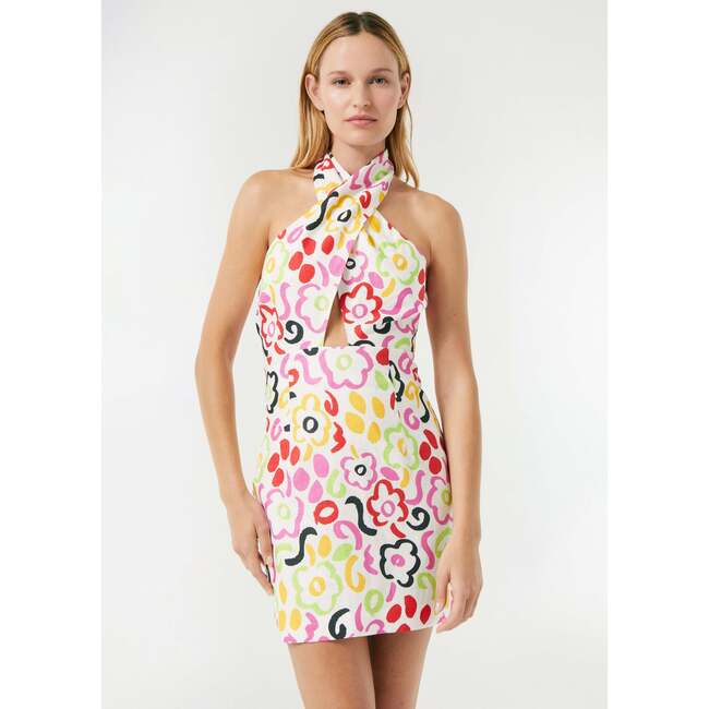 Women's Tali Halter Mini Dress, Painted Bloom - Dresses - 3