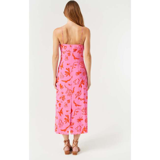 Women's Milo Botanical Abstract Print Midi Slip Dress, Pink - Dresses - 4