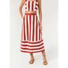 Women's Nadine Twill Cabana Stripe A-Line Midi Skirt, Brick - Skirts - 4