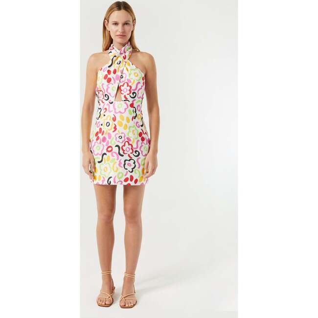 Women's Tali Halter Mini Dress, Painted Bloom - Dresses - 4