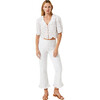Women's Dora Ruffle V-Neck Lace Eyelet Blouse, White Chelsea - Blouses - 1 - thumbnail