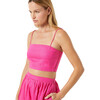 Women's Dina Spaghetti Strap Side-Zipper Crop Top, Hot Pink - Blouses - 1 - thumbnail