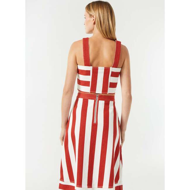 Women's Nadine Twill Cabana Stripe A-Line Midi Skirt, Brick - Skirts - 5