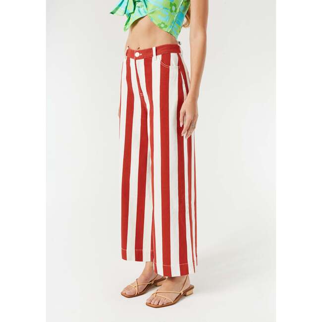 Women's Jonas Twill Cabana Stripe Pants, Brick - Pants - 3