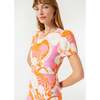 Women's Lulani Print Puff Sleeve Ruffle Hem Midi Dress, Pink Deco Surf - Dresses - 2