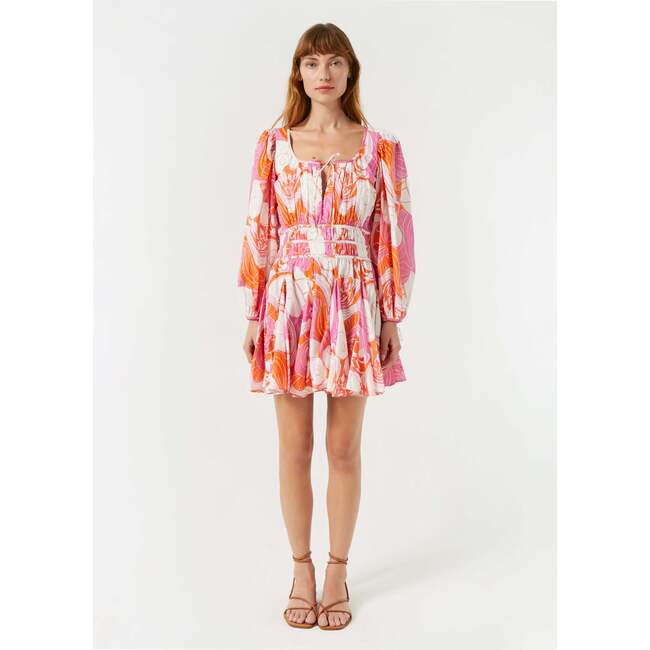 Women's Leona Square Neck Mini Dress, Pink Deco Surf - Dresses - 2