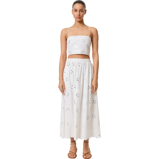 Women's Aaron Mirror Daisy A-Line Midi Skirt, White
