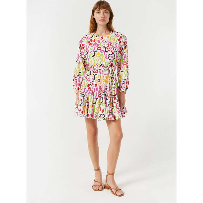 Women's Ella Floral Print Long Sleeve Braided Belt Short Dress, Painted Bloom - Dresses - 2