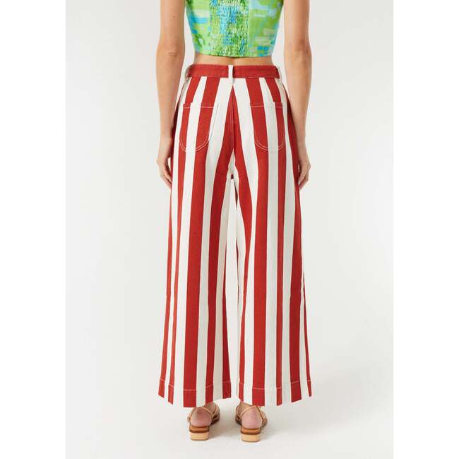 Women's Jonas Twill Cabana Stripe Pants, Brick - Pants - 4