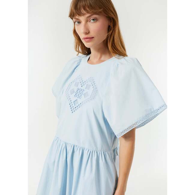 Women's Darby Flutter Sleeve Eyelet Lace Midi Dress, Sky Heart - Dresses - 2