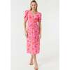 Women's Maci Botanical Abstract Print V-Neck Gathered-Front Midi Dress, Pink - Dresses - 3