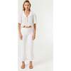 Women's Dora Ruffle V-Neck Lace Eyelet Blouse, White Chelsea - Blouses - 3