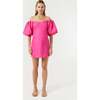 Women's Dali Sweetheart Neck Puff Sleeve Mini Dress, Hot Pink - Dresses - 2