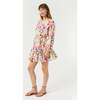 Women's Ella Floral Print Long Sleeve Braided Belt Short Dress, Painted Bloom - Dresses - 3