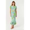 Women's Lulani Print Ruffle Hem Dress, Blue Psychedelic Flower Grande - Dresses - 3