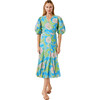 Women's Fiona Floral Print Dress, Blue Psychedelic Flower Grande - Dresses - 1 - thumbnail