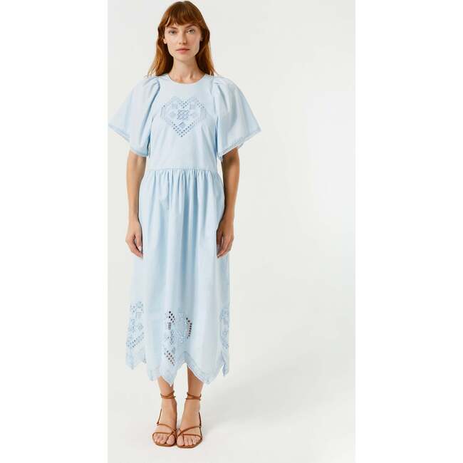 Women's Darby Flutter Sleeve Eyelet Lace Midi Dress, Sky Heart - Dresses - 3