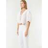 Women's Dora Ruffle V-Neck Lace Eyelet Blouse, White Chelsea - Blouses - 4