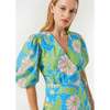 Women's Fiona Floral Print Dress, Blue Psychedelic Flower Grande - Dresses - 2