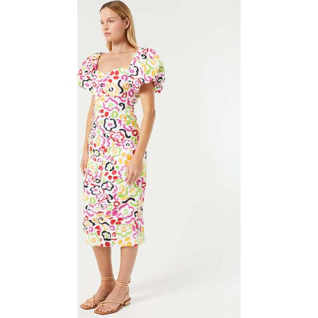 Women's Tessa Print Puff Sleeve Gathered-Front Bodycon Dress, Painted Bloom - Dresses - 3