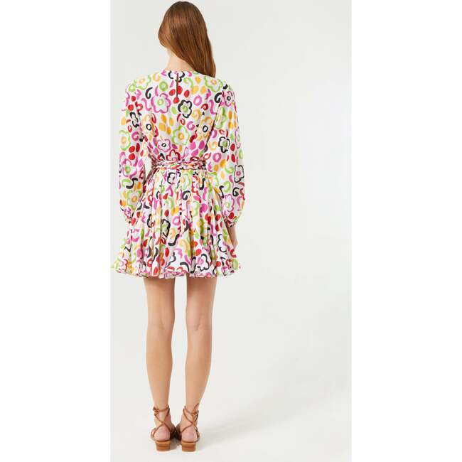 Women's Ella Floral Print Long Sleeve Braided Belt Short Dress, Painted Bloom - Dresses - 4