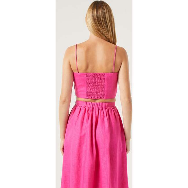 Women's Dina Spaghetti Strap Side-Zipper Crop Top, Hot Pink - Blouses - 4
