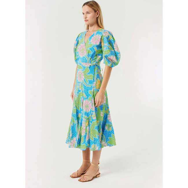 Women's Fiona Floral Print Dress, Blue Psychedelic Flower Grande - Dresses - 3