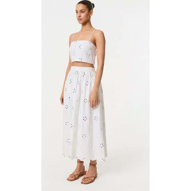 Women's Aaron Mirror Daisy A-Line Midi Skirt, White - Skirts - 3
