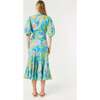 Women's Fiona Floral Print Dress, Blue Psychedelic Flower Grande - Dresses - 4