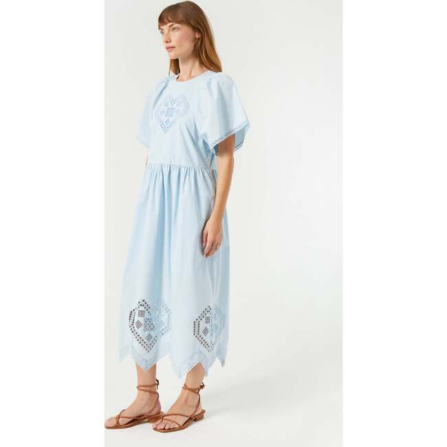 Women's Darby Flutter Sleeve Eyelet Lace Midi Dress, Sky Heart - Dresses - 4