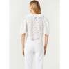 Women's Dora Ruffle V-Neck Lace Eyelet Blouse, White Chelsea - Blouses - 5