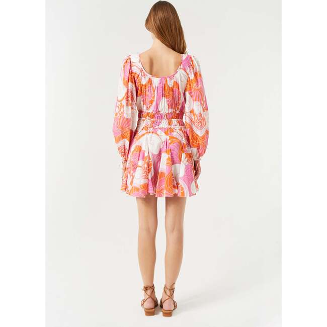 Women's Leona Square Neck Mini Dress, Pink Deco Surf - Dresses - 5